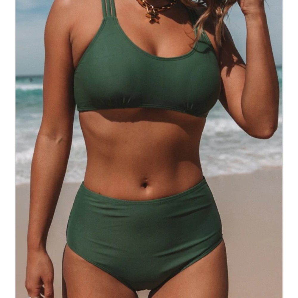 Beachissi Army Green High Waist 2pc Bikini